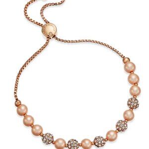 Charter Club by Macy's Pave-embellished Rose Gold Pearl Adjustable Bracelet